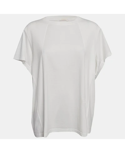 Pre-Owned Chloe Women's White Cotton Jersey Loose Fit T-Shirt