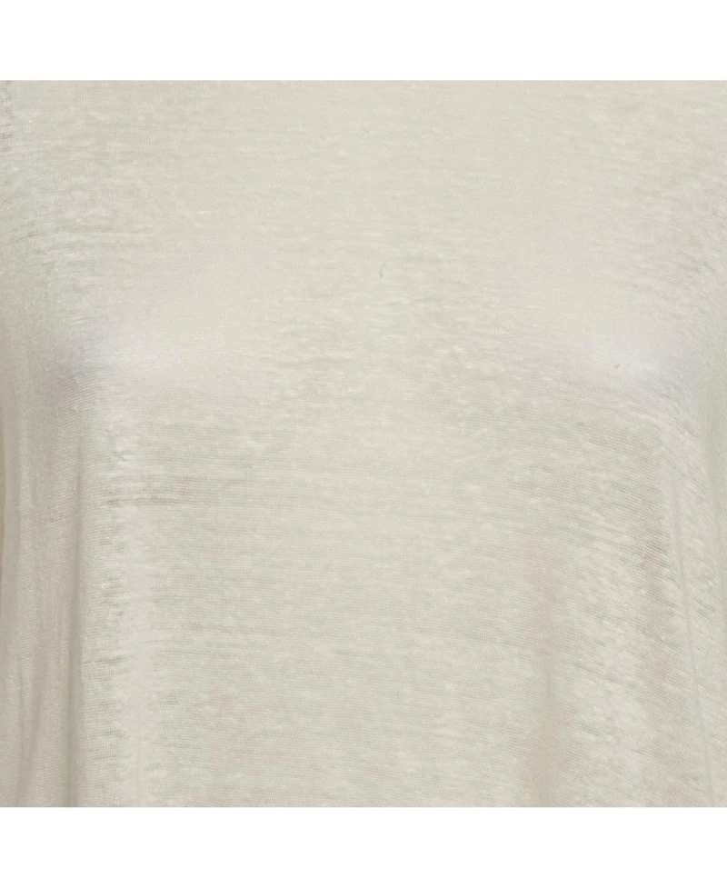 Pre-Owned Balmain Women's Cream Linen Knit Short Sleeve Top