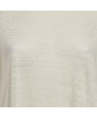 Pre-Owned Balmain Women's Cream Linen Knit Short Sleeve Top