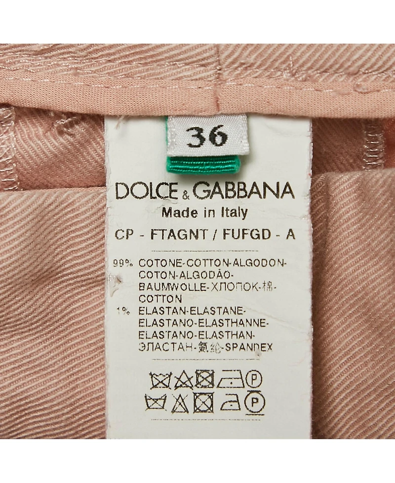 Pre-Owned Dolce & Gabbana Women's Pink Gabardine Skinny Trousers