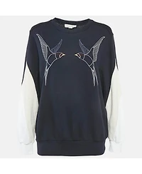 Pre-Owned Stella Mccartney Women's Black Studded Logo Cotton Knit Oversized Sweatshirt