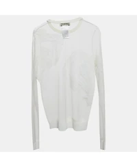 Pre-Owned Emilio Pucci Women's White Embroidered Tulle Sheer Pullover