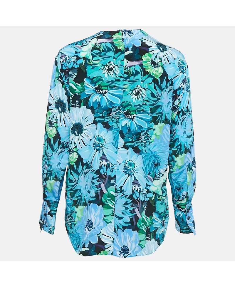 Pre-Owned Stella Mccartney Women's Blue Floral Print Silk Blouse