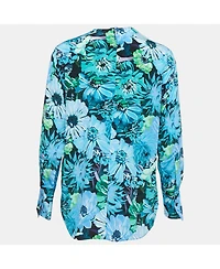 Pre-Owned Stella Mccartney Women's Blue Floral Print Silk Blouse