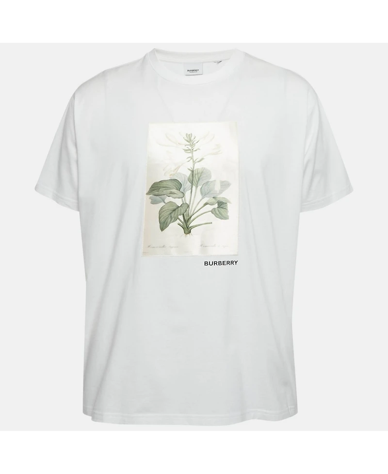 Pre-Owned Burberry Women's Botanical Sketch Print Applique Cotton T-Shirt