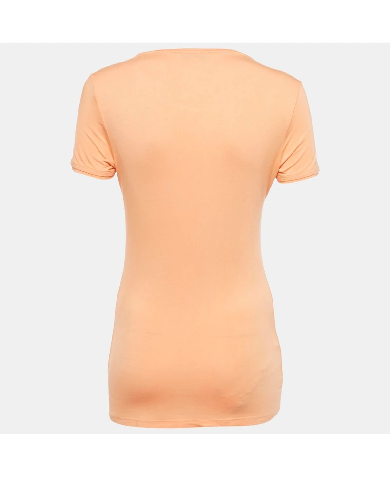 Pre-Owned Versace Women's Jeans Orange Studded Jersey T-Shirt