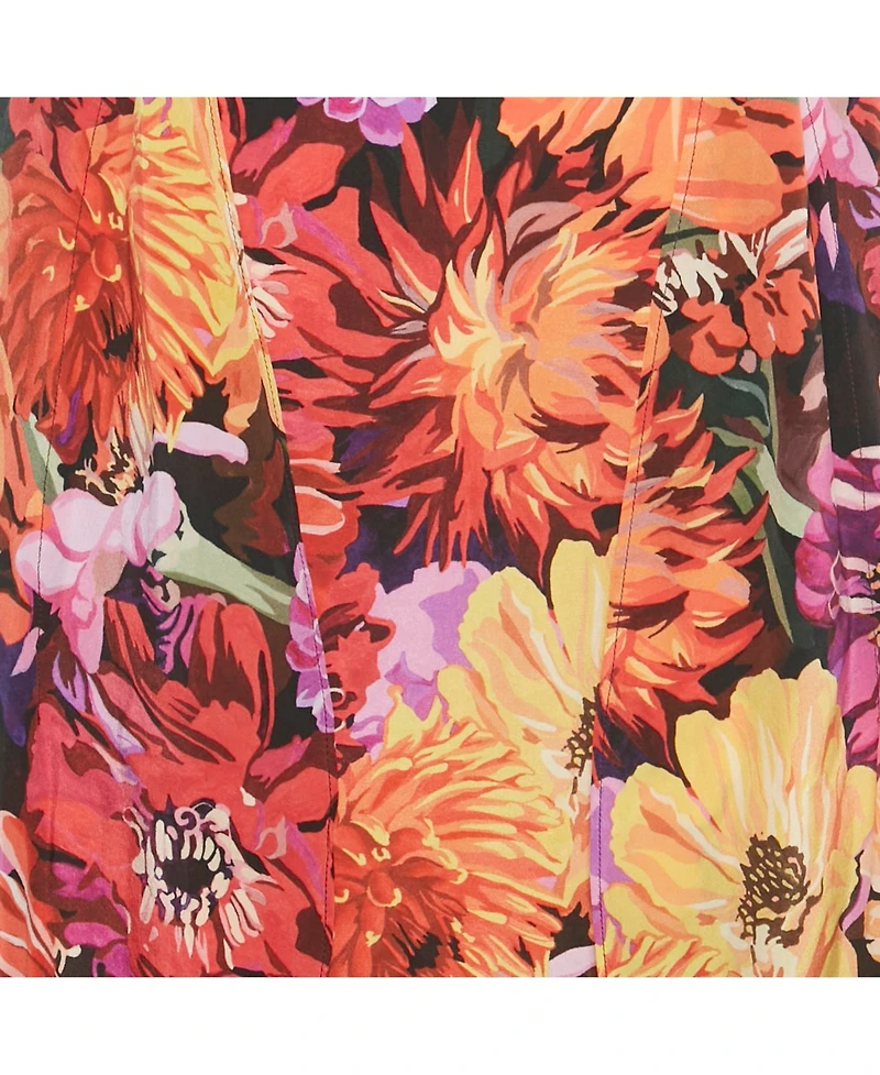 Pre-Owned Stella Mccartney Women's Multicolor Floral Print Silk Wrap Style Midi Skirt