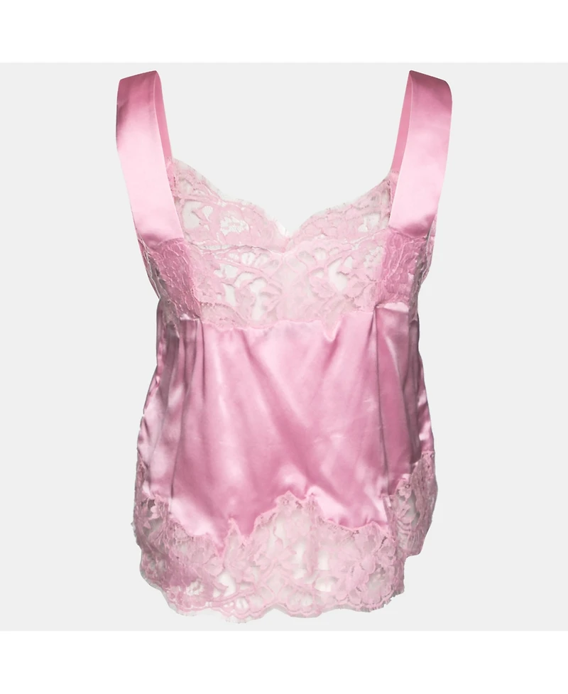 Pre-Owned Givenchy Women's Pink Satin Slip Cami Lace Trimmed Top