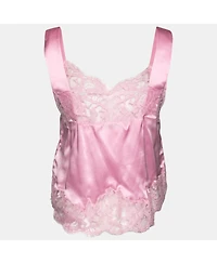 Pre-Owned Givenchy Women's Pink Satin Slip Cami Lace Trimmed Top