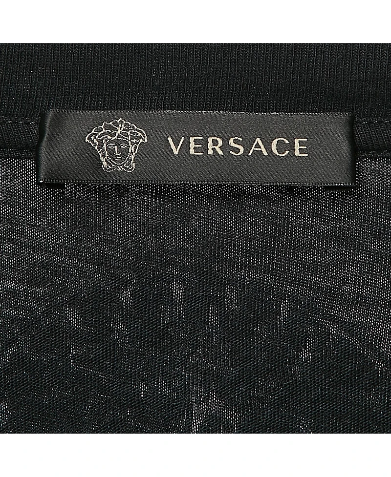 Pre-Owned Versace Women's Black Logo Print Cotton T-Shirt