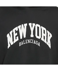 Pre-Owned Balenciaga Men's Unisex Black New York Embroidered Cotton Hoodie