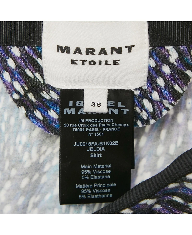 Pre-Owned Isabel Marant Women's Etoile Blue Jeldia Print Jersey Draped Midi Skirt