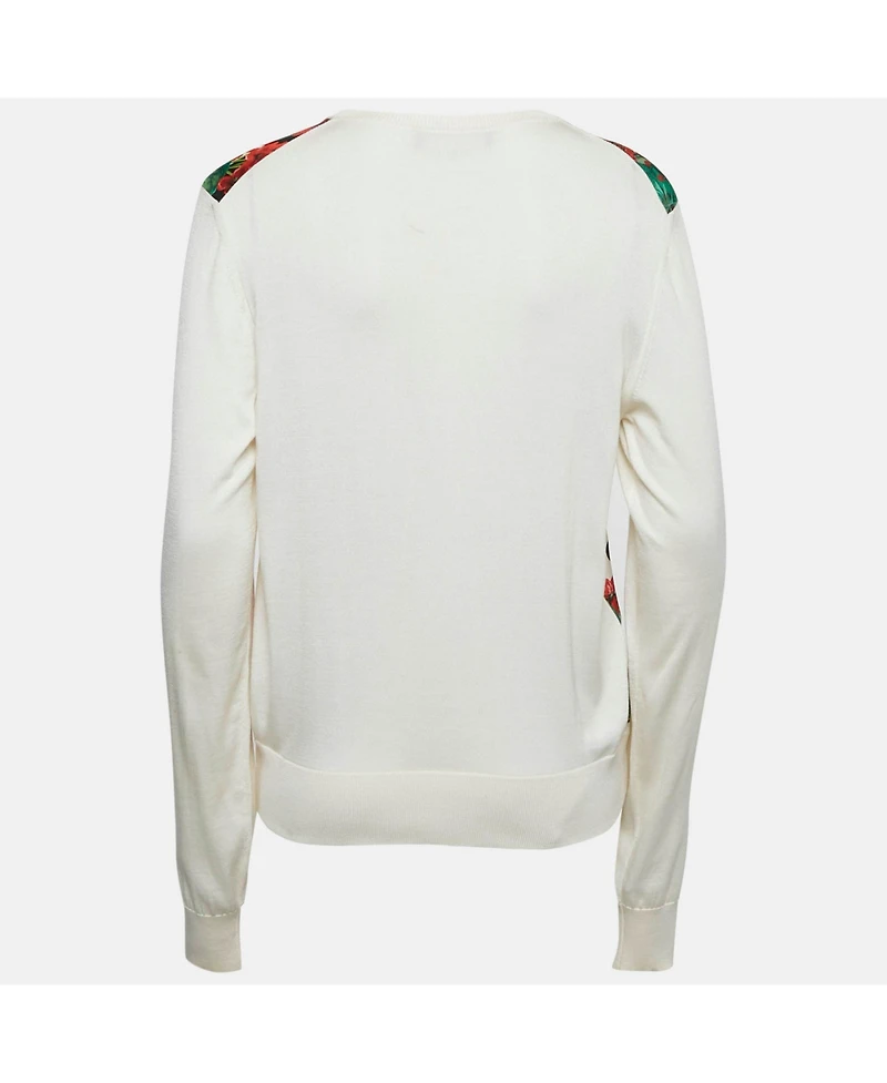 Pre-Owned Dolce & Gabbana Women's Cream Printed Silk Cardigan
