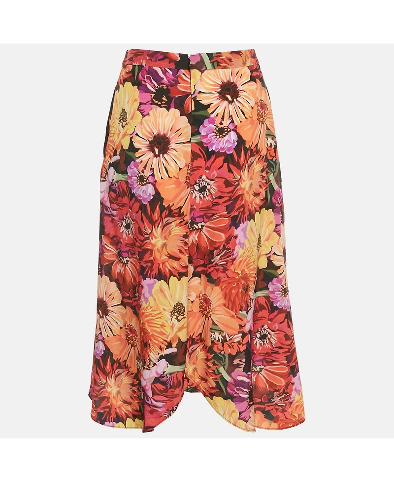 Pre-Owned Stella Mccartney Women's Multicolor Floral Print Silk Wrap Style Skirt