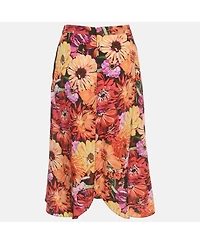 Pre-Owned Stella Mccartney Women's Multicolor Floral Print Silk Wrap Style Skirt