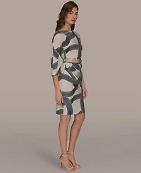 Donna Karan New York Women's Abstract Print Belted Sheath Dress