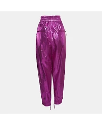 Pre-Owned Isabel Marant Women's Metallic Pink Cotton Carrot-Fit Galoni Trousers