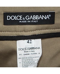 Pre-Owned Dolce & Gabbana Women's Green Contrast Side Trim Cotton Slim Trousers
