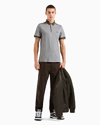 A|X Armani Exchange Men's Short Sleeve Heathered Contrast Trim Polo Shirt