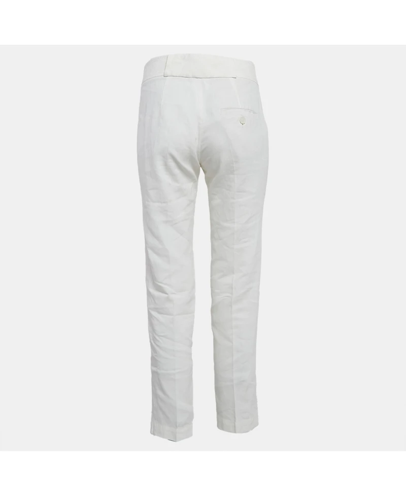 Pre-Owned Brunello Cucinelli Women's White Linen Blend Tapered Trousers