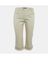 Pre-Owned Versace Women's Beige Studded Gabardine Cotton Capri Pants
