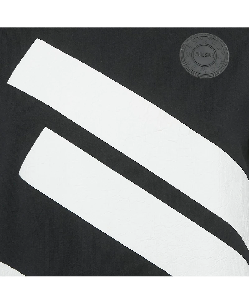 Pre-Owned Versace Women's Pre-Owned Versus Versace Black Striped Cotton Knit Applique Detail Sweatshirt