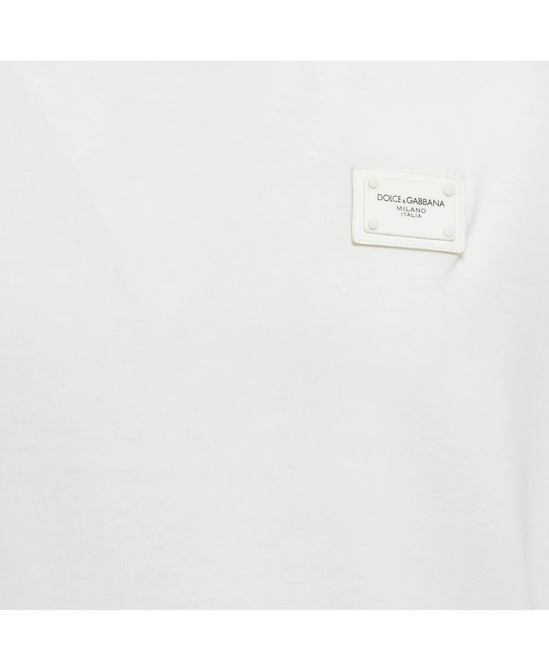 Pre-Owned Dolce & Gabbana Men's White Cotton Logo Plaque T-Shirt