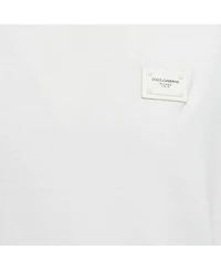 Pre-Owned Dolce & Gabbana Men's White Cotton Logo Plaque T-Shirt