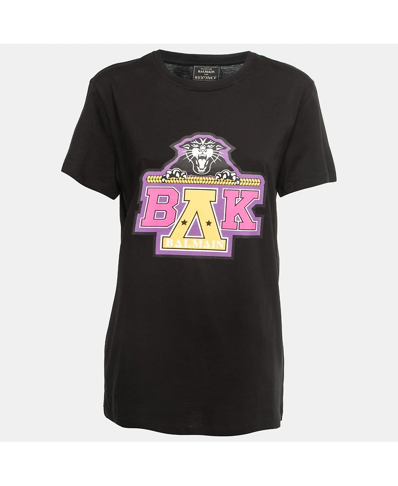 Pre-Owned Balmain Women's X Beyonce Black Cotton Logo T-Shirt