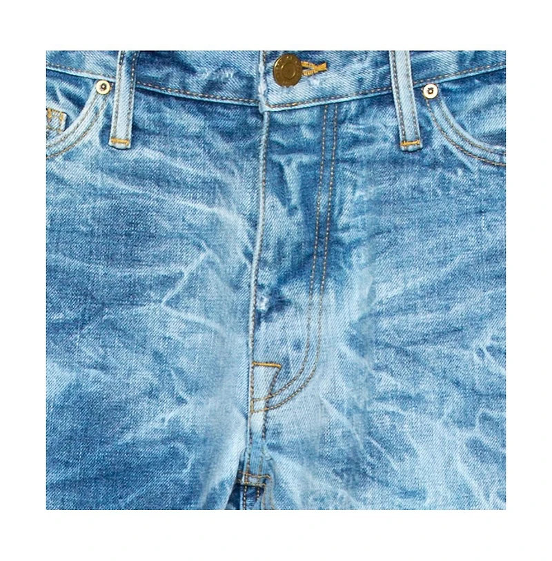 Pre-Owned Fear Of God Men's Indigo Acid Washed Denim Slim Fit Selvedge Jeans