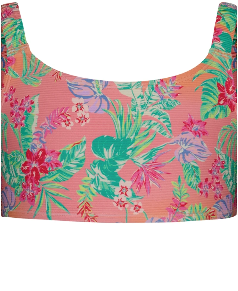 Roxy Girls' 7-16 Floral Printed Swim Top and Bottom, 2-Piece Set