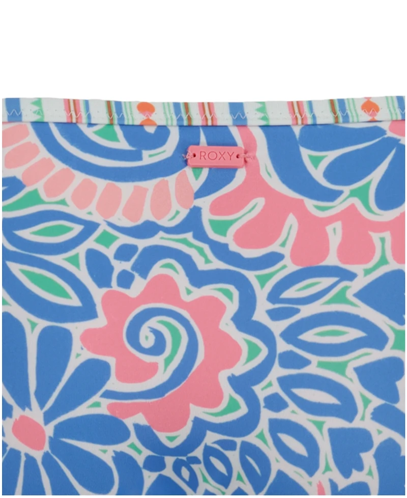 Roxy Girls' 7-16 Floral Printed Swim Top and Bottom, 2-Piece Set