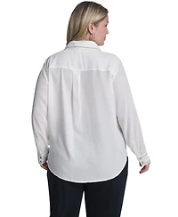 Calvin Klein Plus Long-Sleeve Button-Down Top