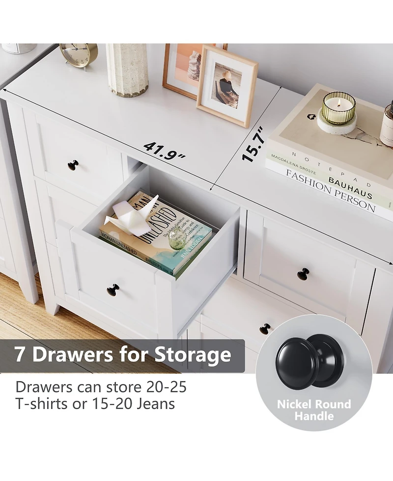 gaomon 7 Drawers Dresser for Bedroom, Farmhouse Wood Dressers & Chest of Drawers for Clothes