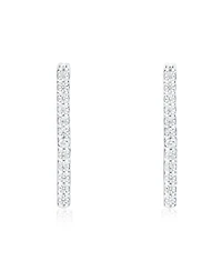 Suzy Levian New York Sterling Silver Cubic Zirconia Pave Square Open Hoop Earrings
