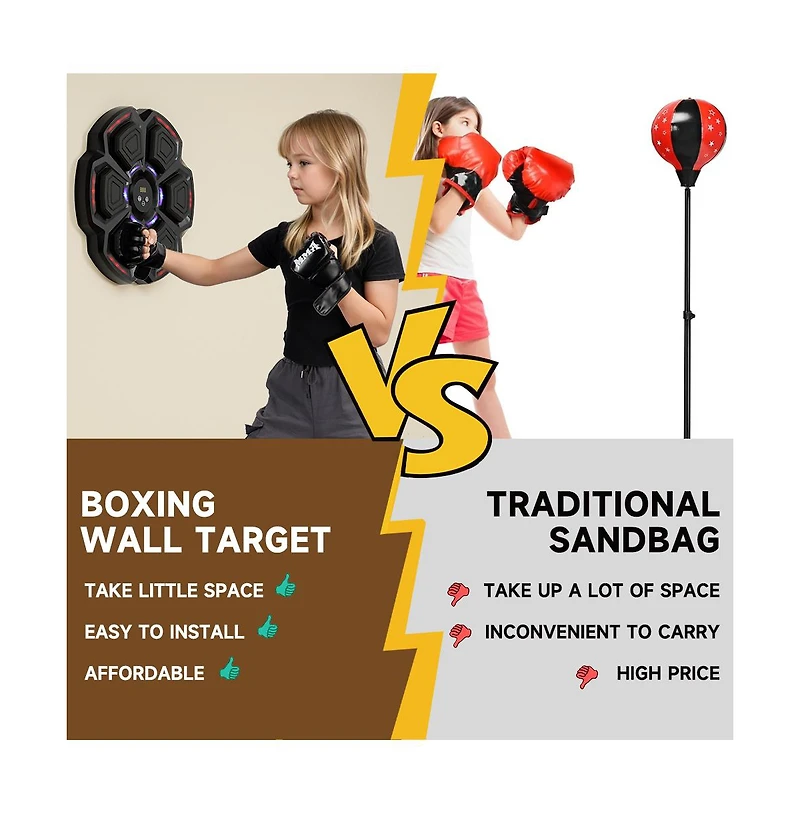 Artudatech Music Boxing Machine with 9 Speeds & Bluetooth, Led Punch Tracker for Family Fitness
