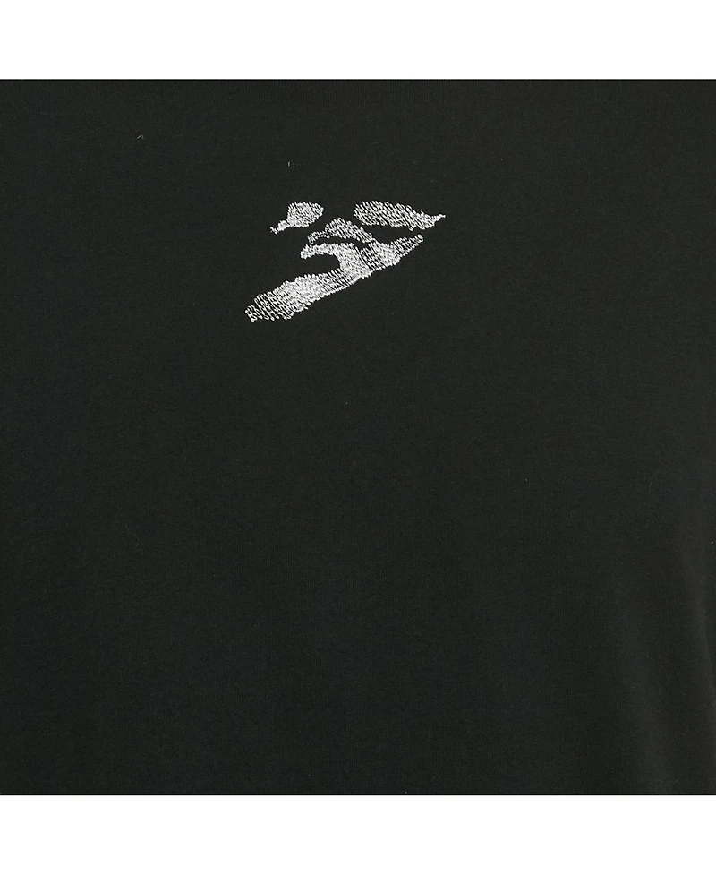 Pre-Owned Off-White Men's Black Logo Embroidered Cotton Crewneck T-Shirt