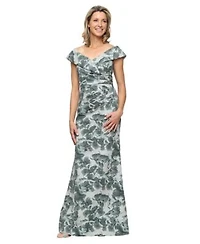 Alex Evenings Womens Off The Shoulder Long Dress