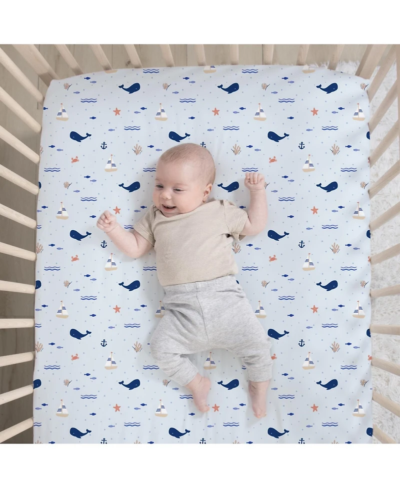 The Peanutshell Crib Bedding Set for Baby Boys, Nautical Patch, 3 Pieces