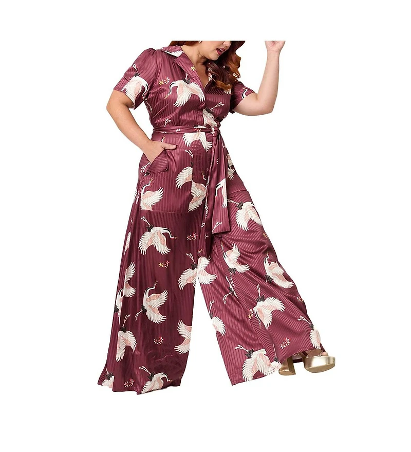 Unique Vintage Plus 1940s Flare Leg Jumpsuit