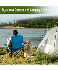 Piscifun olding Camping Collapsible Chairs Heavy Duty Lawn Chair with Cooler Bag, Storage Pocket, Waterproof Bag Outdoor Arm Chair, Supports 225LBS