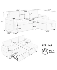 Boyel Living 83.5" L-Shaped Convertible Sofa Couch Bed Sectional with Storage, 2 Cup Holders & Usb Ports for Room