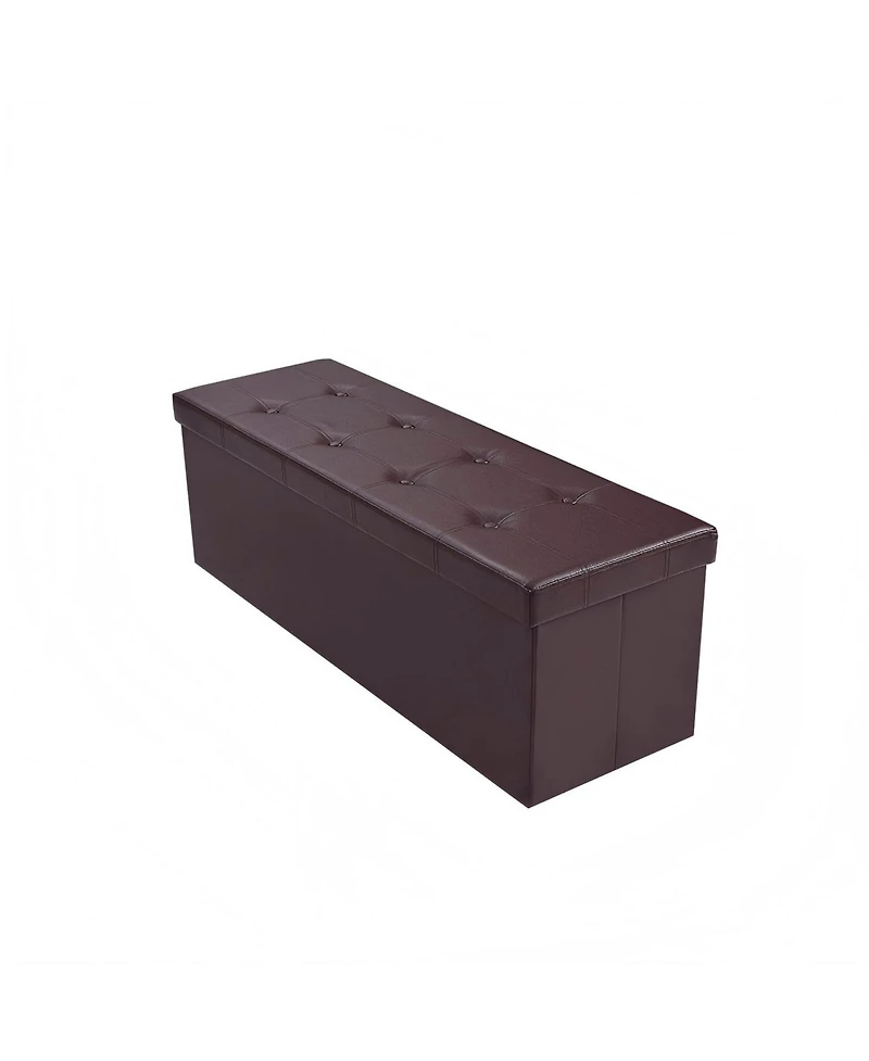 Boyel Living 45 Inch Foldable Storage Ottoman Bench Tufted Leather Large Storage Chest