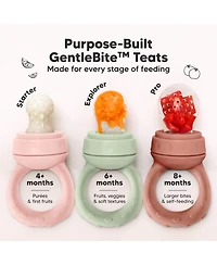 KeaBabies 2-Pack Prep Baby Food Feeder, Bpa-Free Silicone Fruit Feeder for Teething, 6-12 Months Blw Feeding Essentials