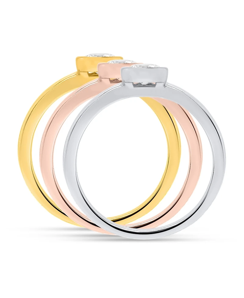 Forever Grown Diamonds 3-Pc. Lab-Grown Diamond Ring (1.ct. t.w.) Set Sterling Silver, 14K Yellow Gold Plating & Rose Silv