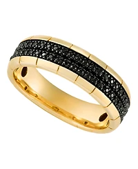Macy's Men's Black Diamond Ring (1/4 ct. t.w.) in 14k Yellow Gold-Plated Sterling Silver