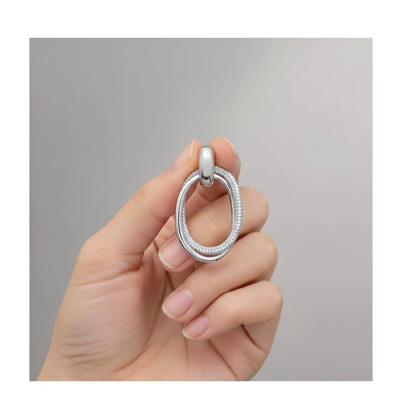 Sterling Silver Cubic Zirconia with Hoop Drop Earrings