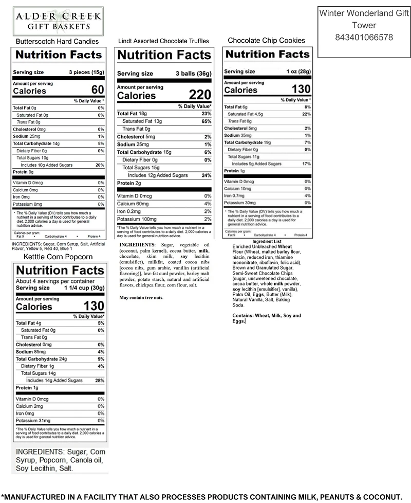 Alder Creek Gift Baskets Holiday Winter Wonderland Gift Tower, 7 Piece Set