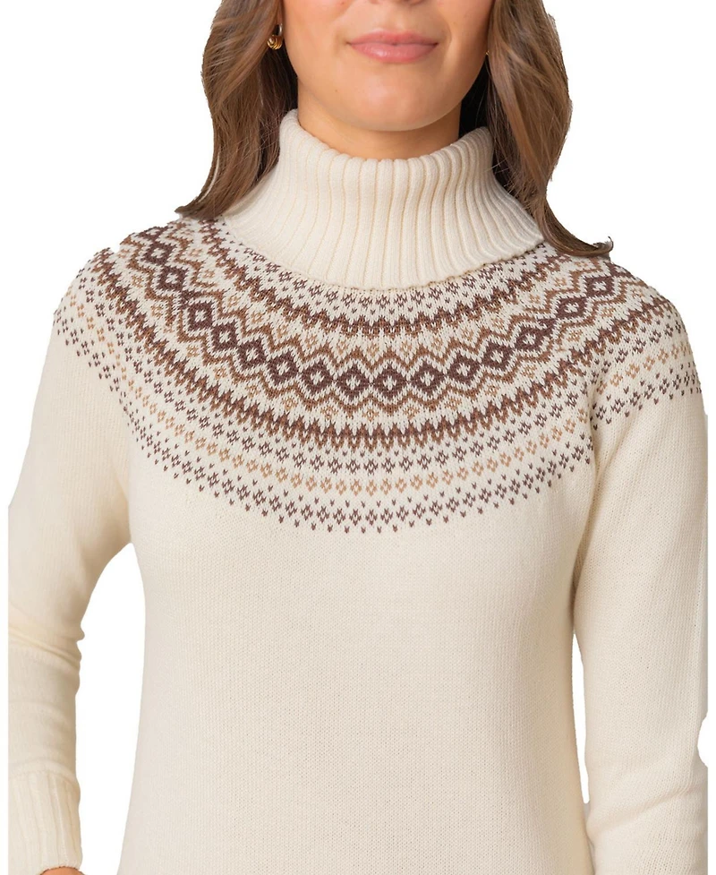 Hope & Henry Women's Organic Long Sleeve Turtleneck Intarsia Sweater Dress