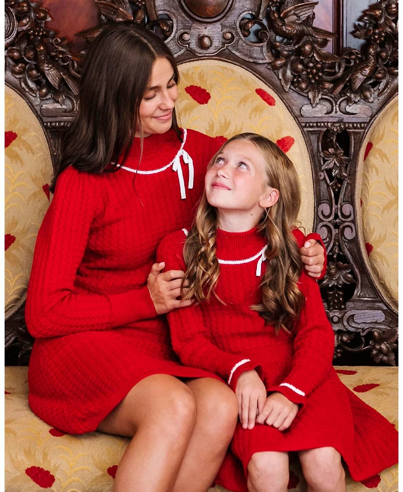 Hope & Henry Women's Organic Mock Neck Cable Sweater Dress